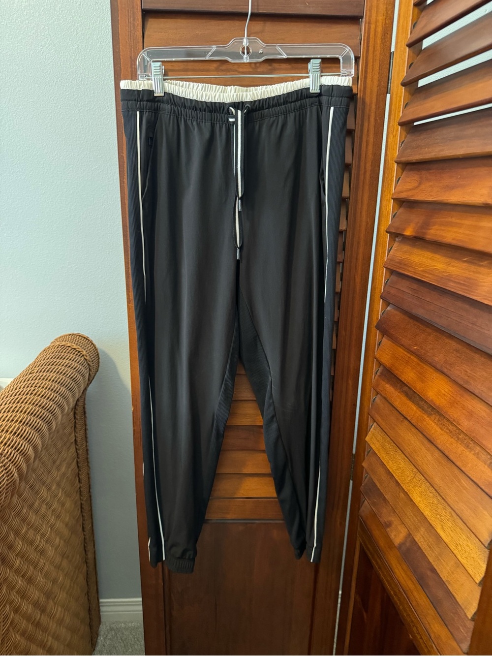 Athleta Black Brooklyn joggers with White Trim